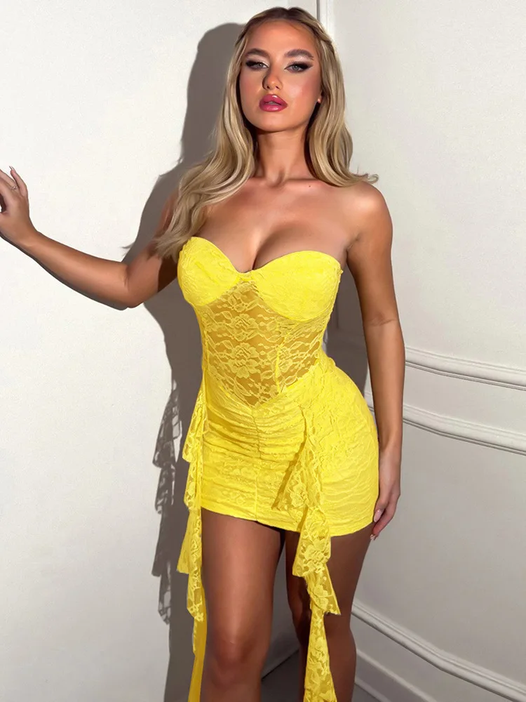 Lace Draped Off Shoulder Bodycon Dress - Image 5