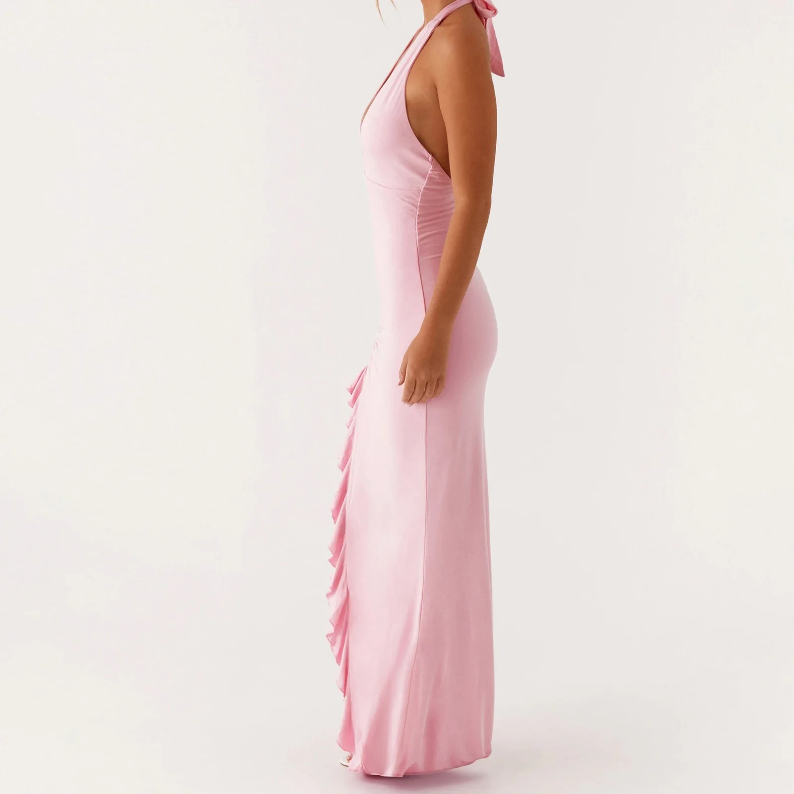 Lace Halter V-Neck Slim So Bodycon Dress - Image 3