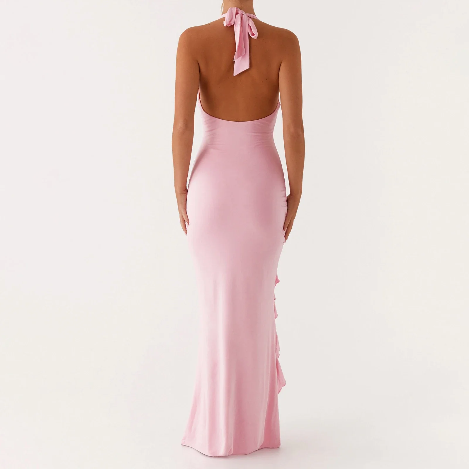 Lace Halter V-Neck Slim So Bodycon Dress - Image 4