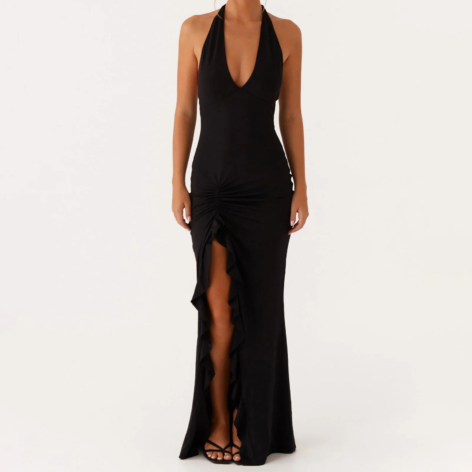 Lace Halter V-Neck Slim So Bodycon Dress - Image 5
