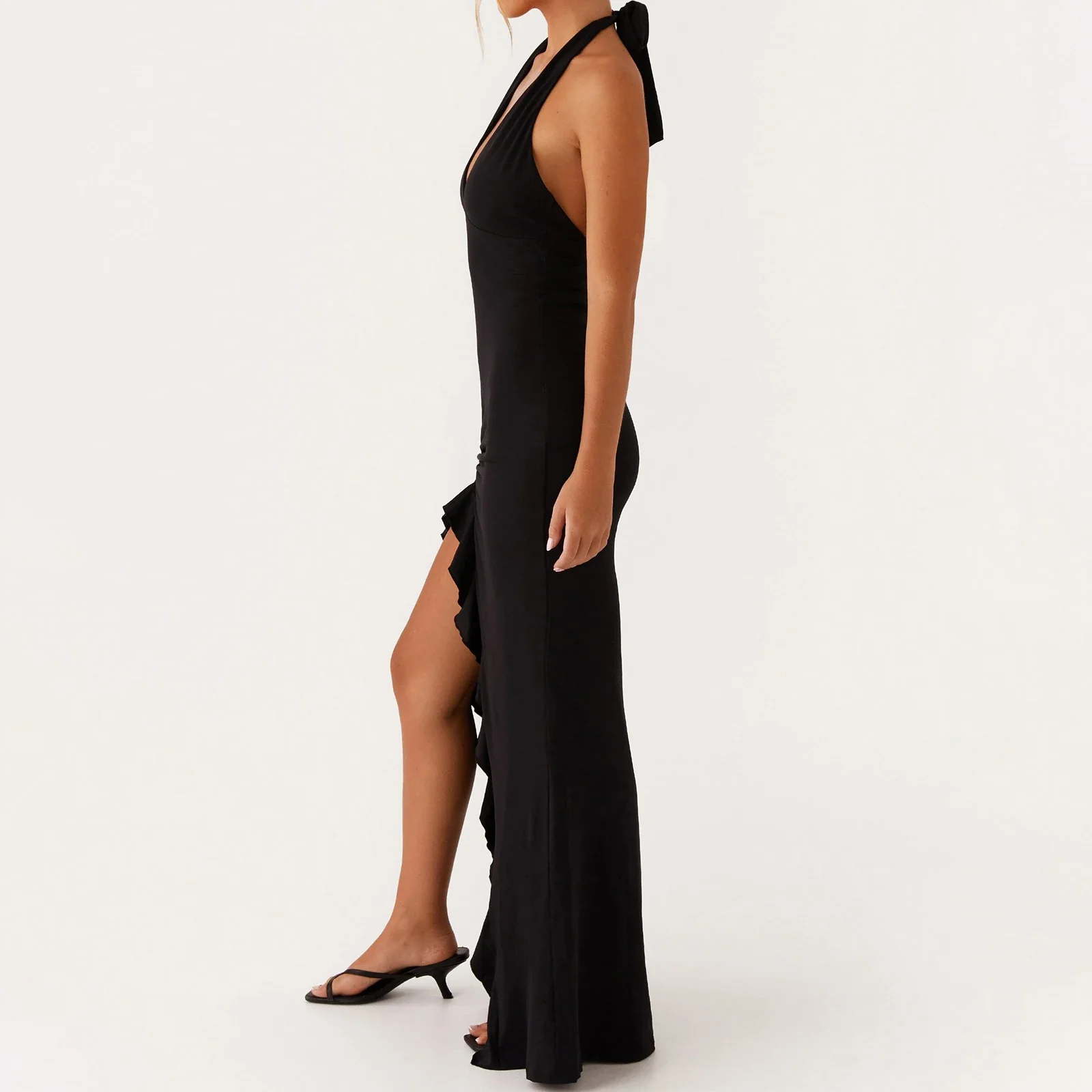 Lace Halter V-Neck Slim So Bodycon Dress - Image 6