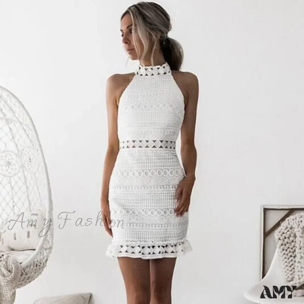 Amy Fashion - Lace Hollow Backless Elegant Party Chic Retro Dress - Image 10