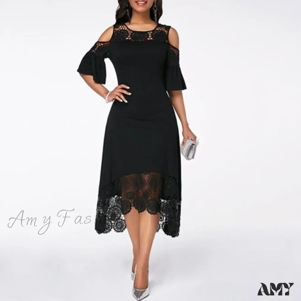 Amy Fashion - Lace Hollow Backless Elegant Party Chic Retro Dress - Image 11