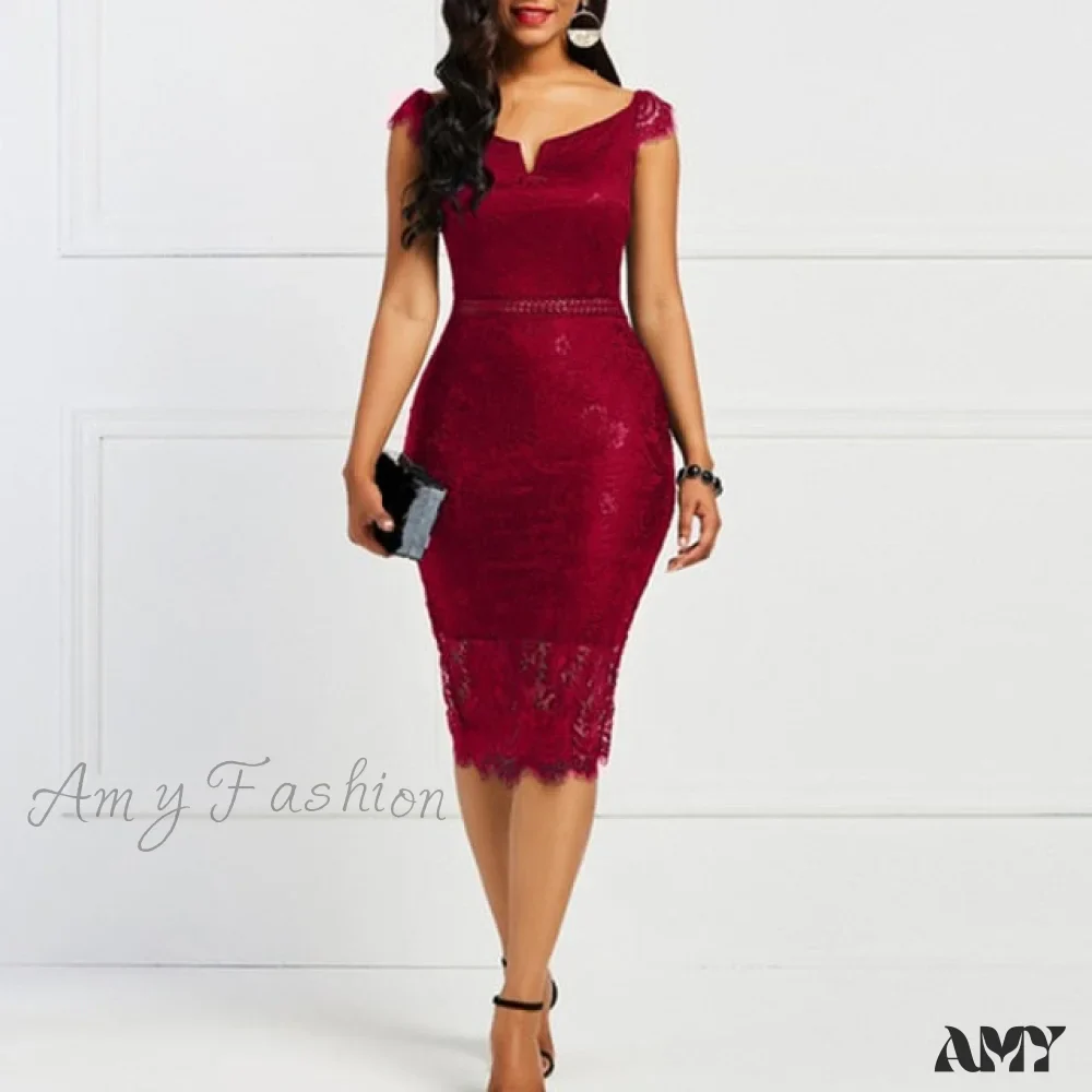 Amy Fashion - Lace Hollow Backless Elegant Party Chic Retro Dress - Image 12