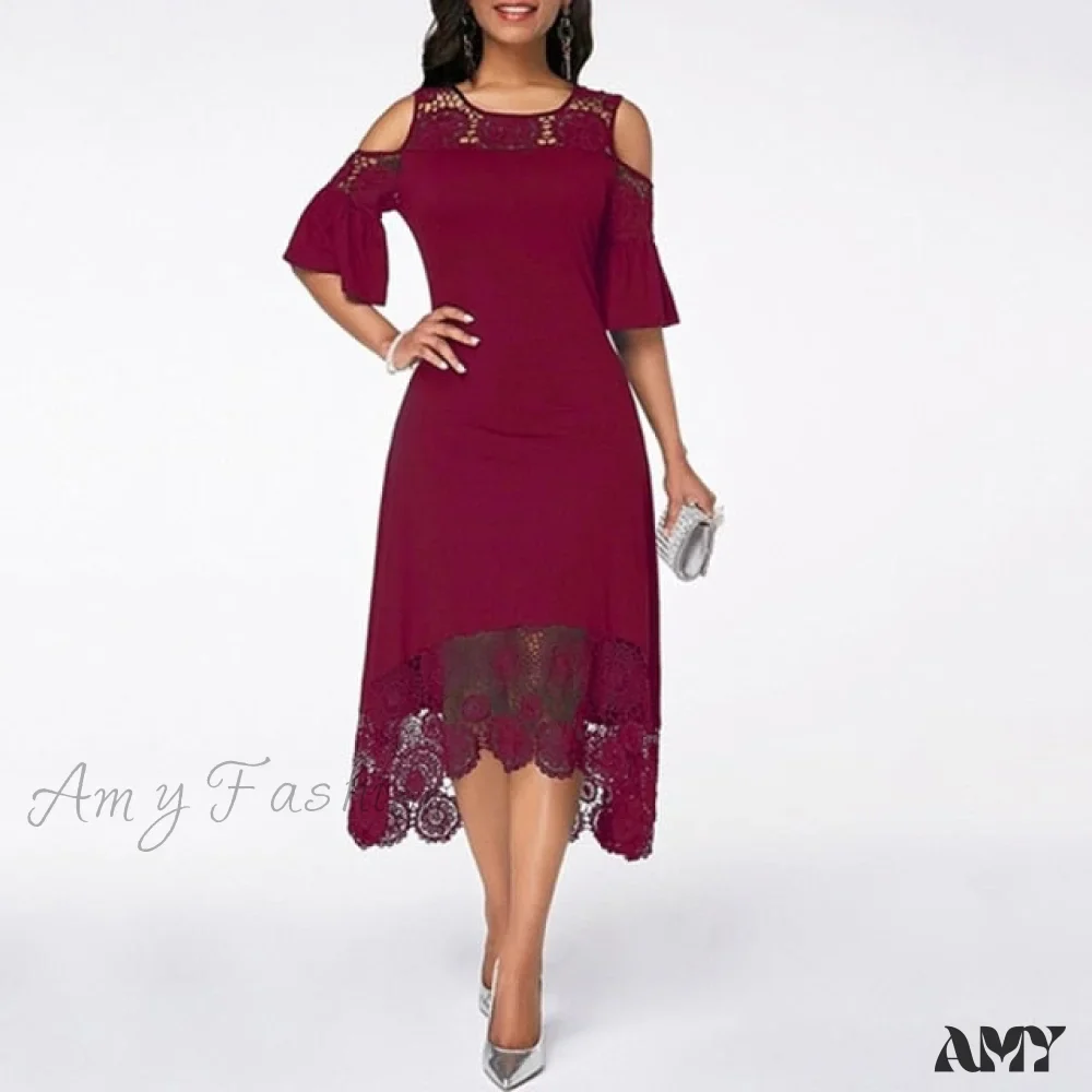 Amy Fashion - Lace Hollow Backless Elegant Party Chic Retro Dress - Image 13