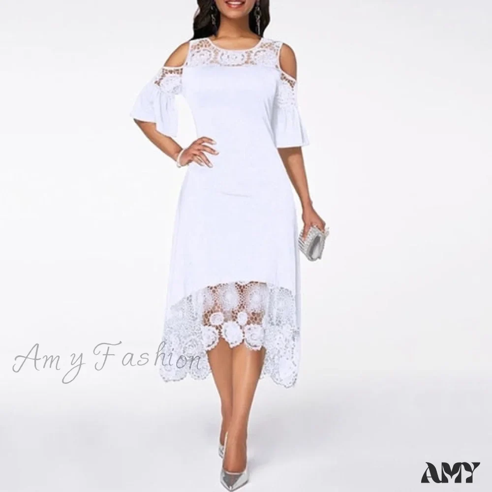 Amy Fashion - Lace Hollow Backless Elegant Party Chic Retro Dress - Image 14
