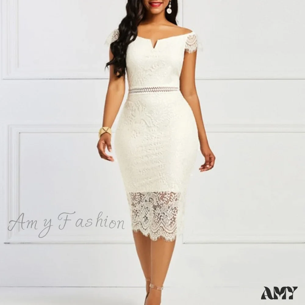 Amy Fashion - Lace Hollow Backless Elegant Party Chic Retro Dress - Image 6