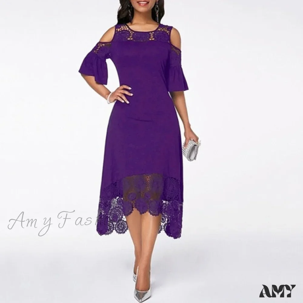 Amy Fashion - Lace Hollow Backless Elegant Party Chic Retro Dress - Image 8