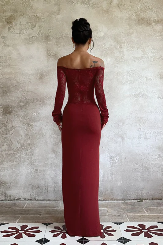 Lace Off-Shoulder Maxi Party Dress - Image 4