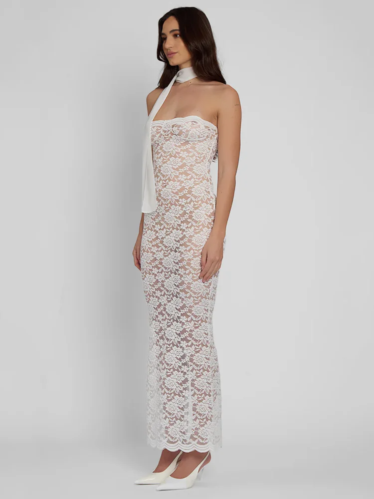 Lace Off-shoulder Strapless Bodycon Dress - Image 2