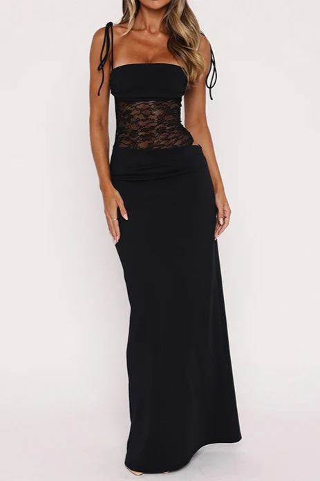 Lace Panel Sheer Cut-Out Sexy Party Dress - Image 4