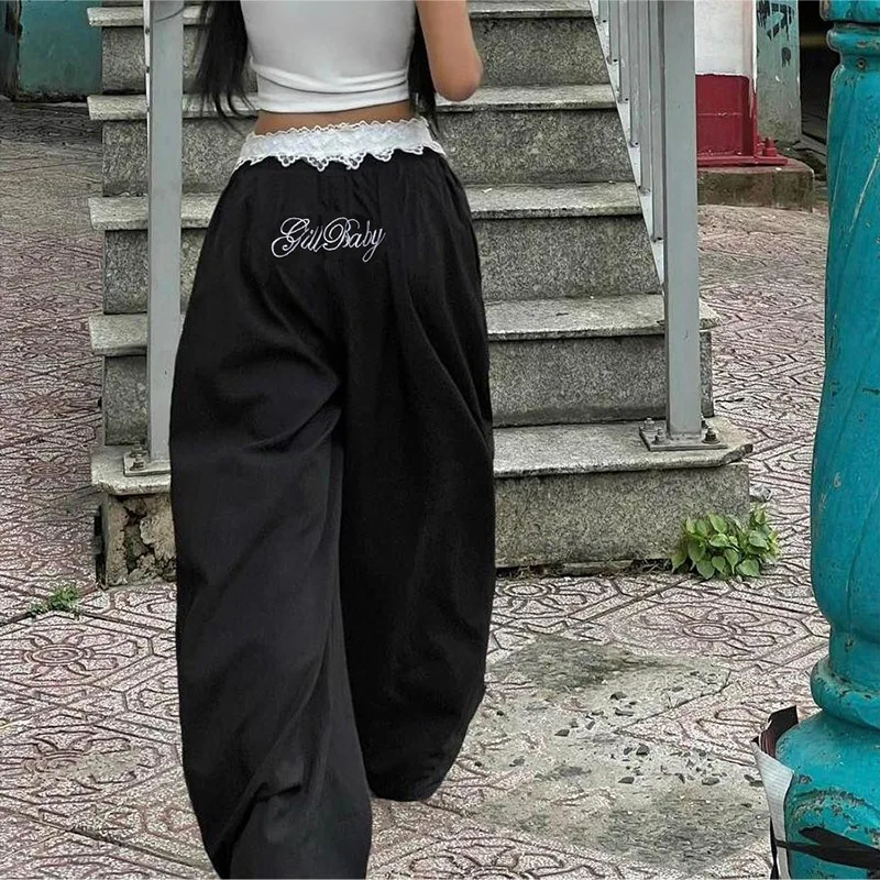 Lace Patchwork Cargo Joggers Pant - Image 6