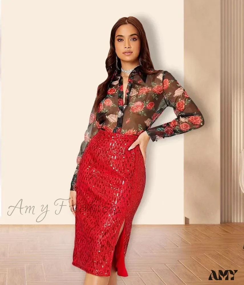 Amy Fashion - Side Slit Solid Color Tight Over Knee Slim Skirt - Image 7