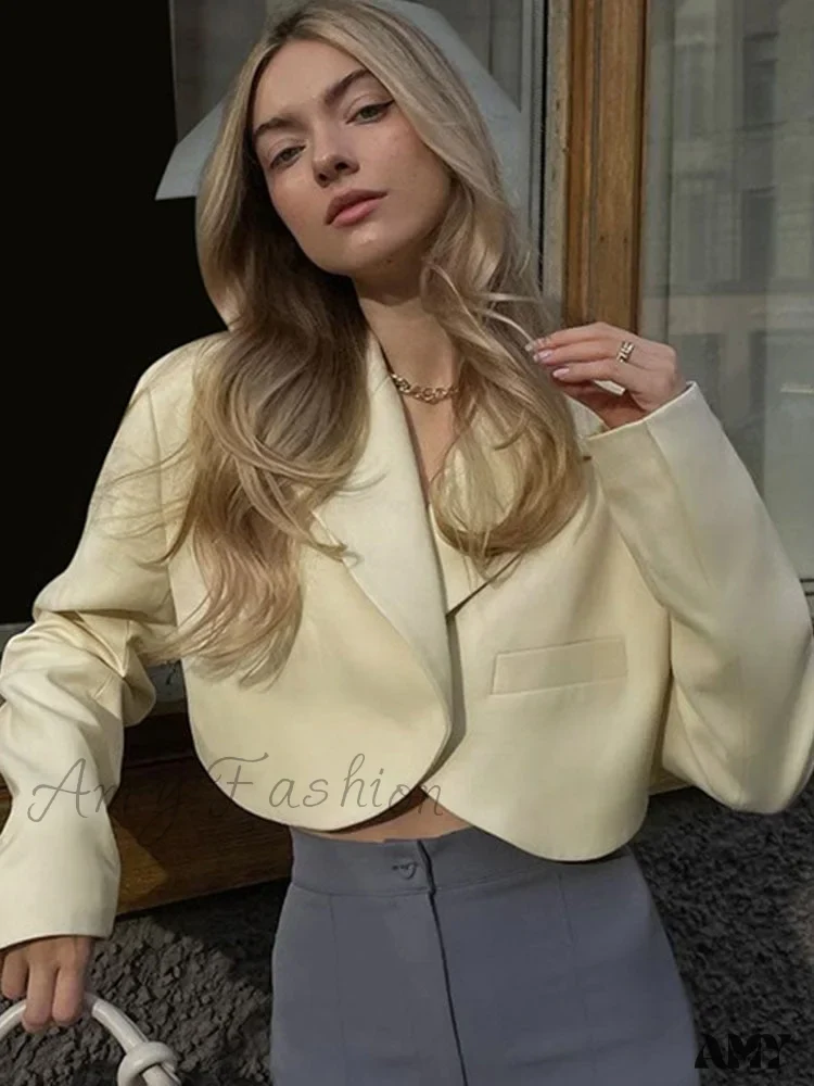 Amy Fashion - Ladies Slim Cropped Blazer Coat - Image 3