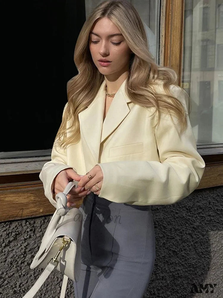 Amy Fashion - Ladies Slim Cropped Blazer Coat - Image 4