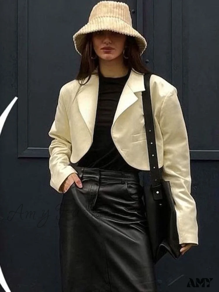 Amy Fashion - Ladies Slim Cropped Blazer Coat - Image 6