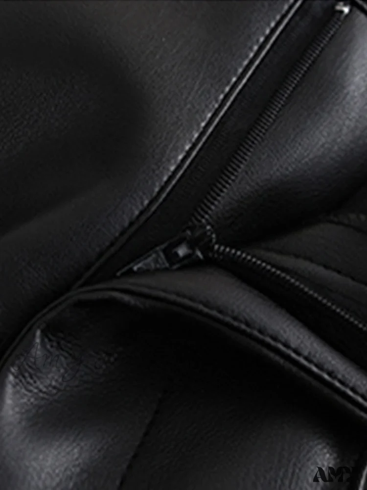 Amy Fashion - Long Black Soft Pu Leather Pants - Image 3