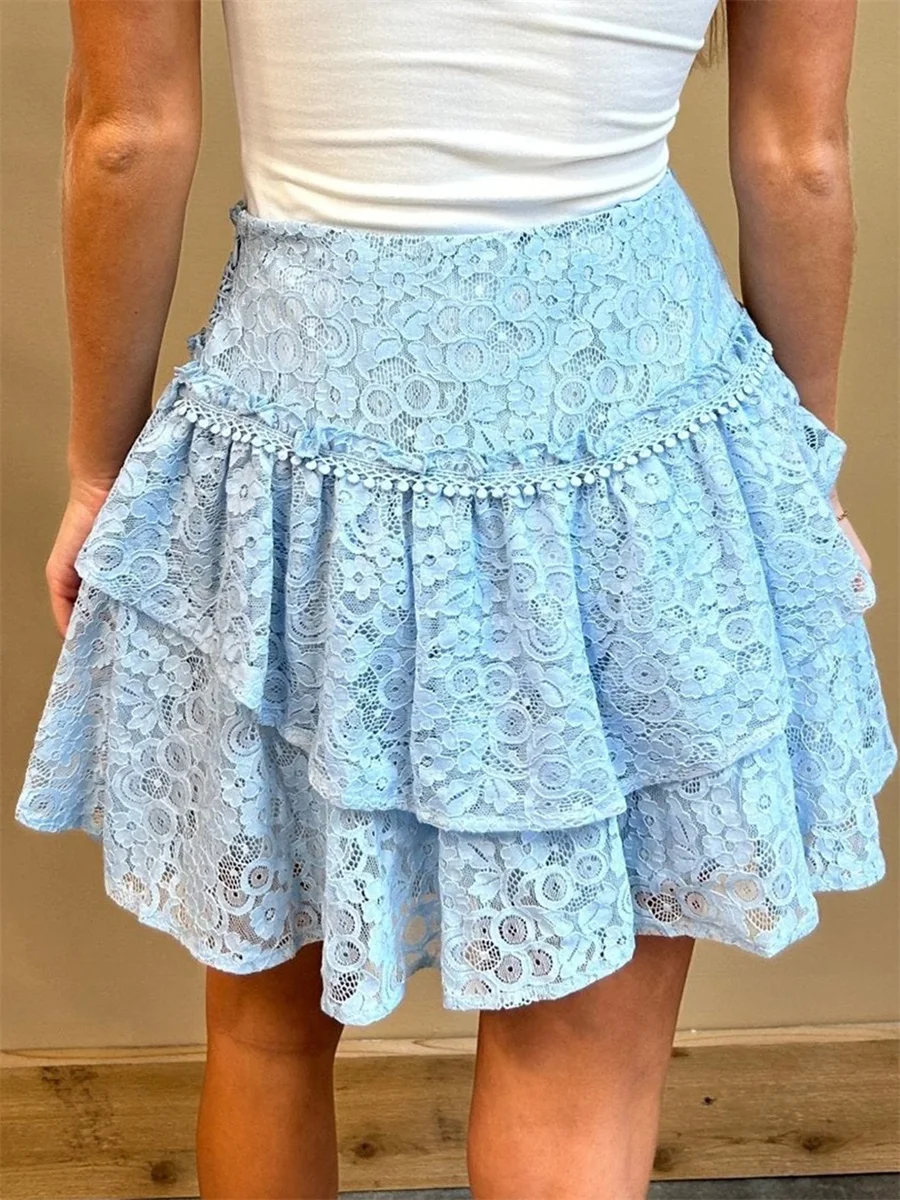 Layered Solid Elegant Mini Skirt - Image 6