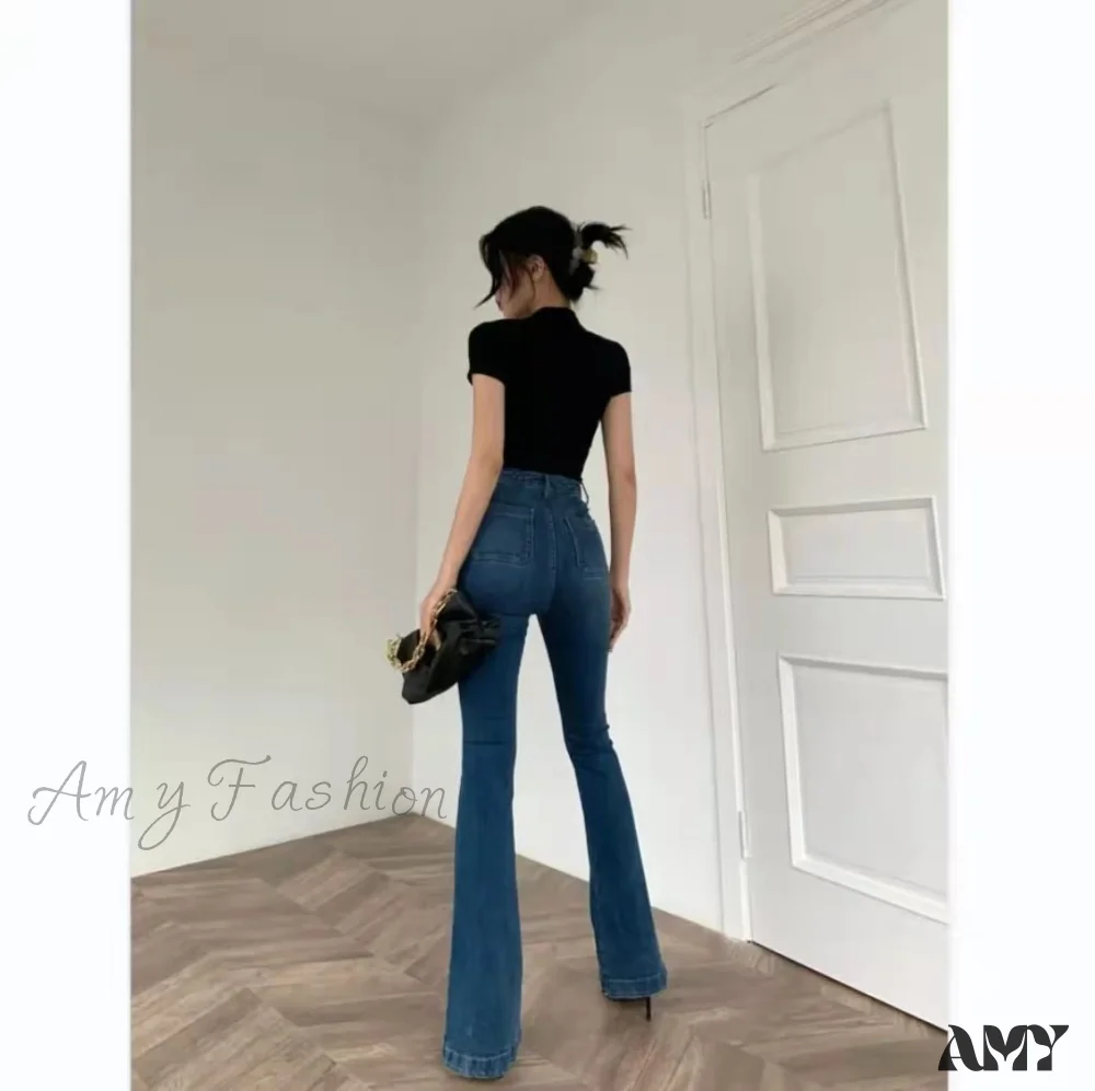 Amy Fashion - High Waist Flared Skinny Jeans - Image 3