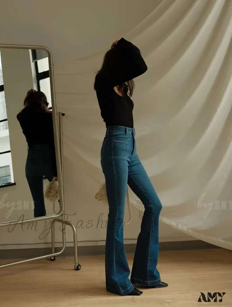 Amy Fashion - High Waist Flared Skinny Jeans - Image 4
