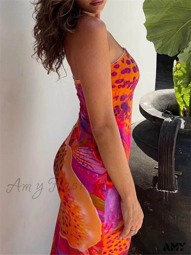 Amy Fashion - Leopard Floral Print  Tube for Women  Summer Party Beach Strapless Off Shoulder Slim Vestidos New - Image 4