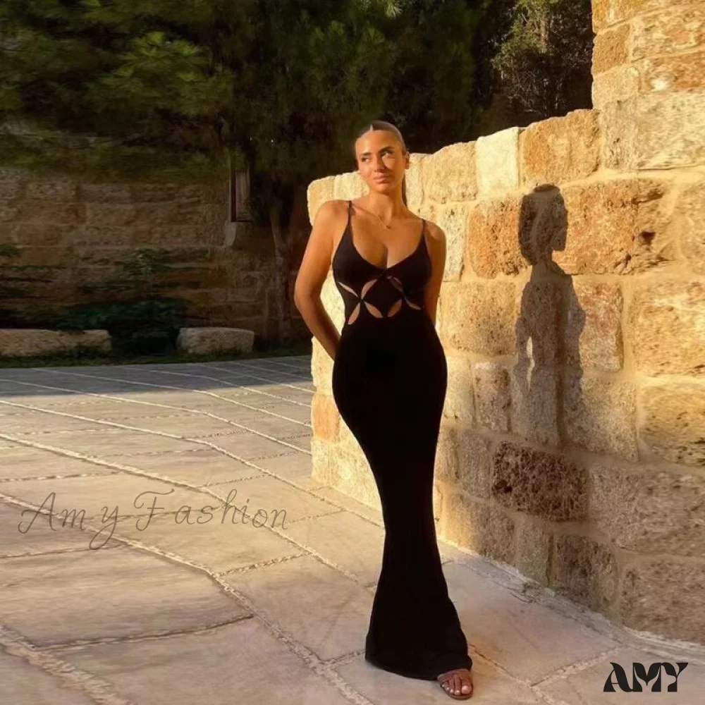 Amy Fashion - Suspenders Sleeveless Hollow Dressre - Image 6