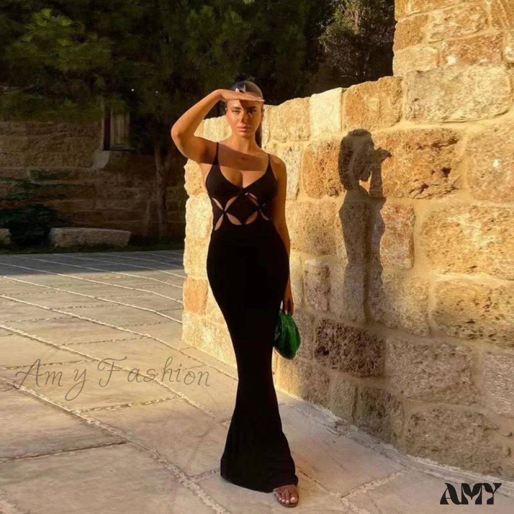 Amy Fashion - Suspenders Sleeveless Hollow Dressre - Image 8