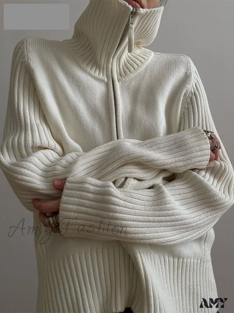 Amy Fashion - Long Sleeve Oversized Knitted Basic Loose Cardigans - Image 3