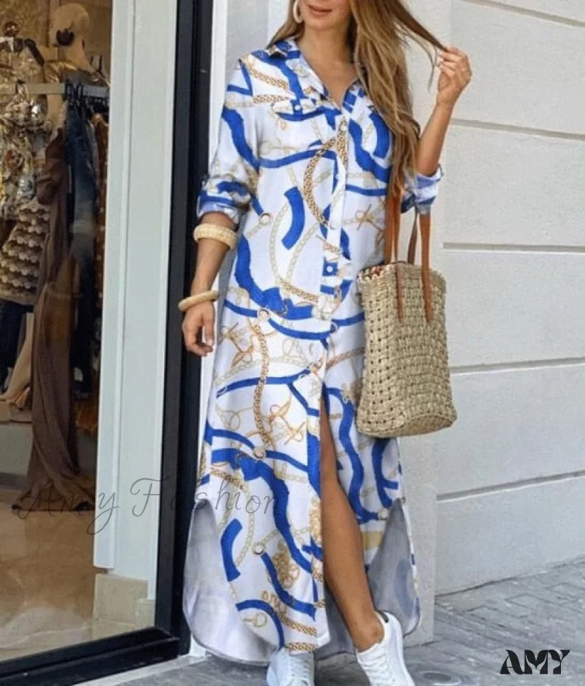 Amy Fashion - Long Sleeve Shirt Denim Long Dress - Image 15