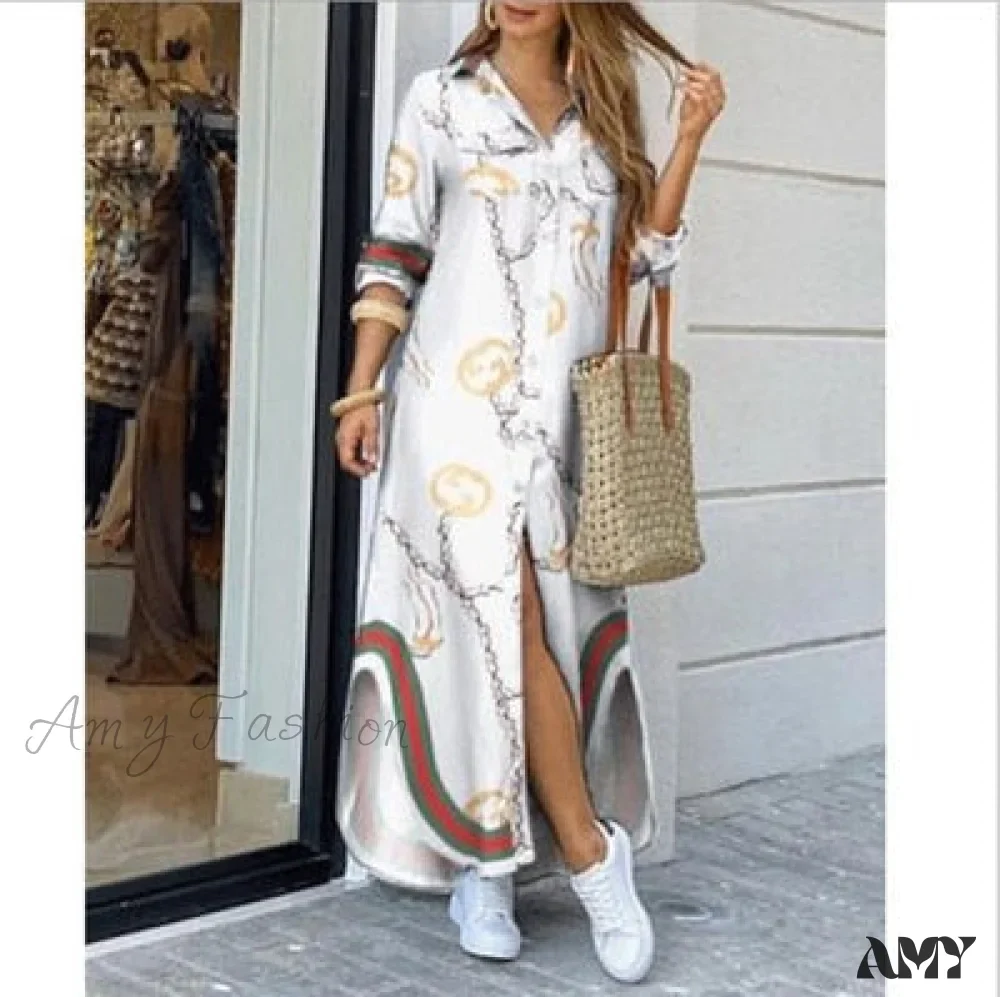 Amy Fashion - Long Sleeve Shirt Denim Long Dress - Image 3