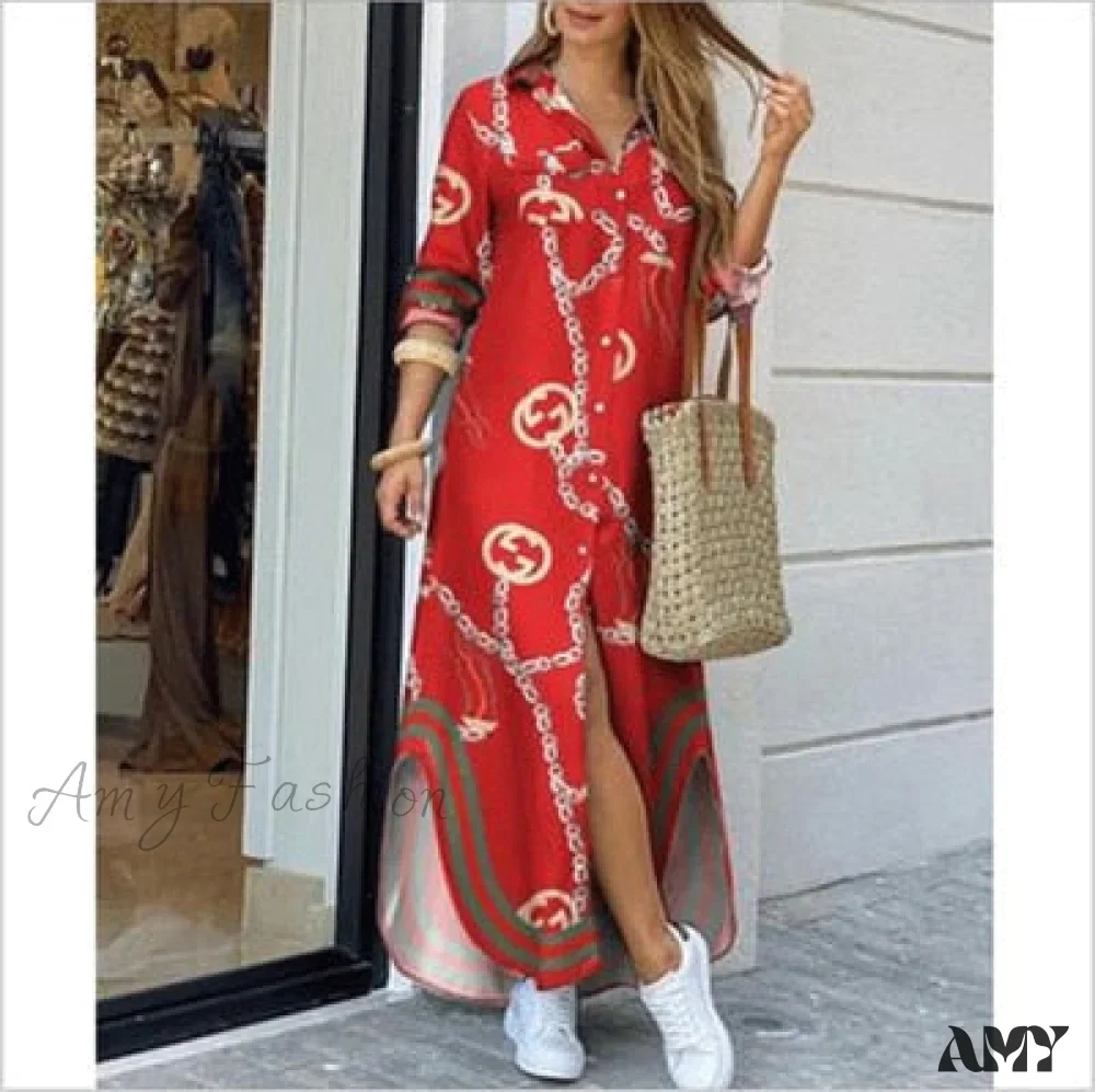 Amy Fashion - Long Sleeve Shirt Denim Long Dress - Image 8