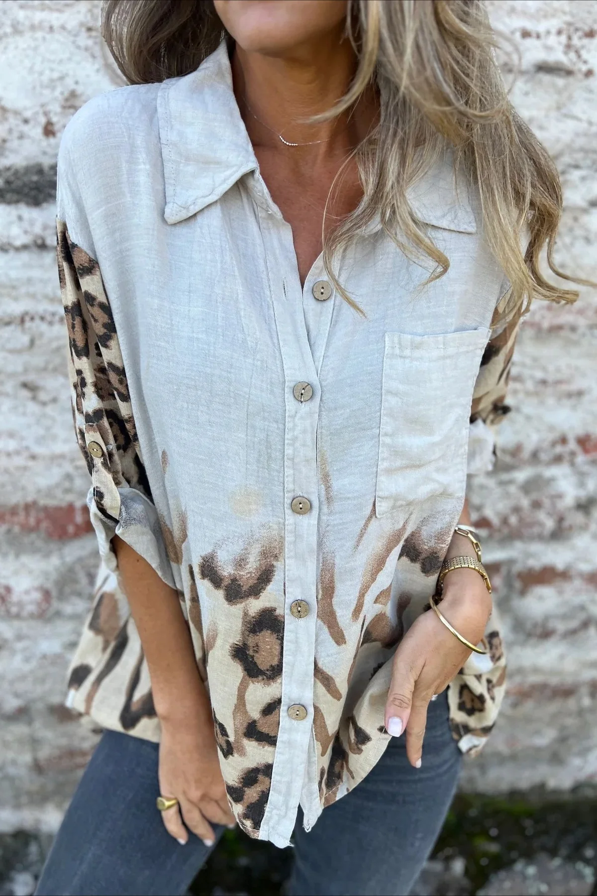 Loose Comfortable Leopard Print Blouse - Image 4
