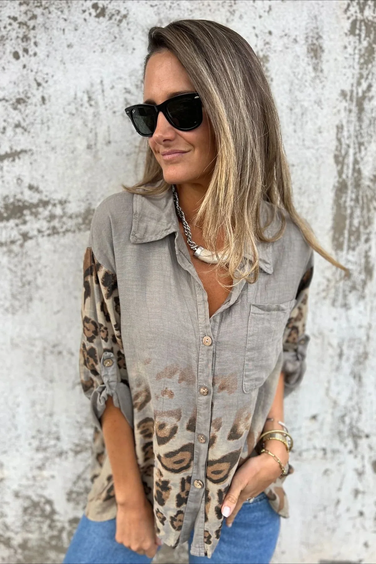 Loose Comfortable Leopard Print Blouse - Image 6