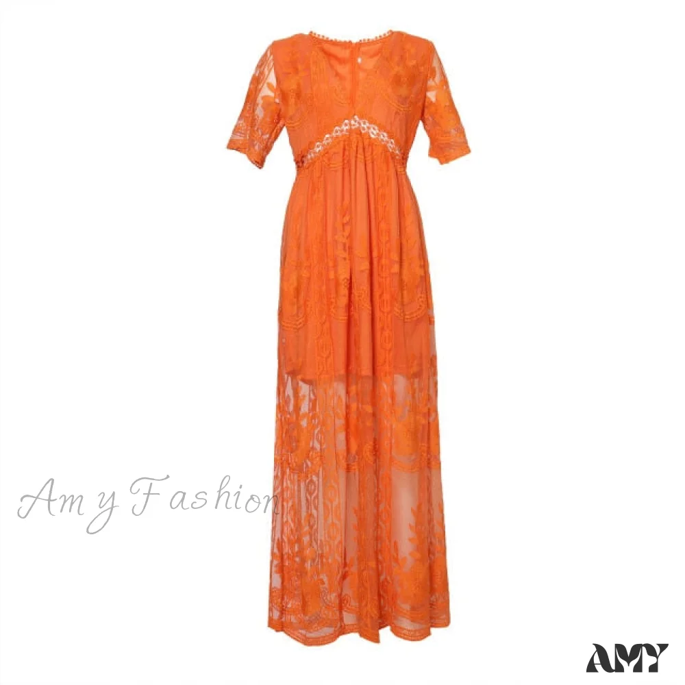 Amy Fashion - Loose Embroidery White Lace long Tunic Beach Dress - Image 8