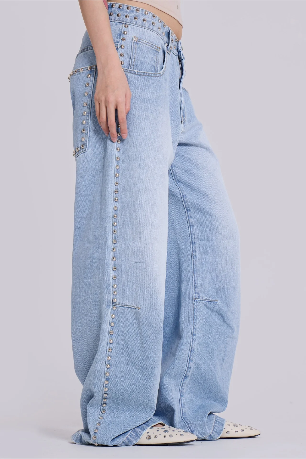 Loose Fit Beaded Decorative Unique Jeans - Image 10