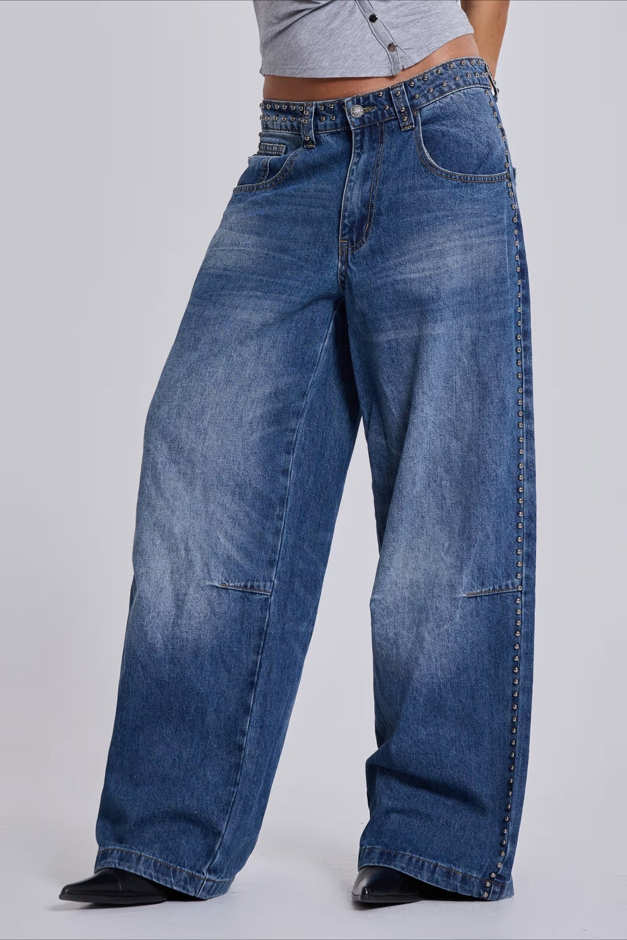 Loose Fit Beaded Decorative Unique Jeans - Image 4
