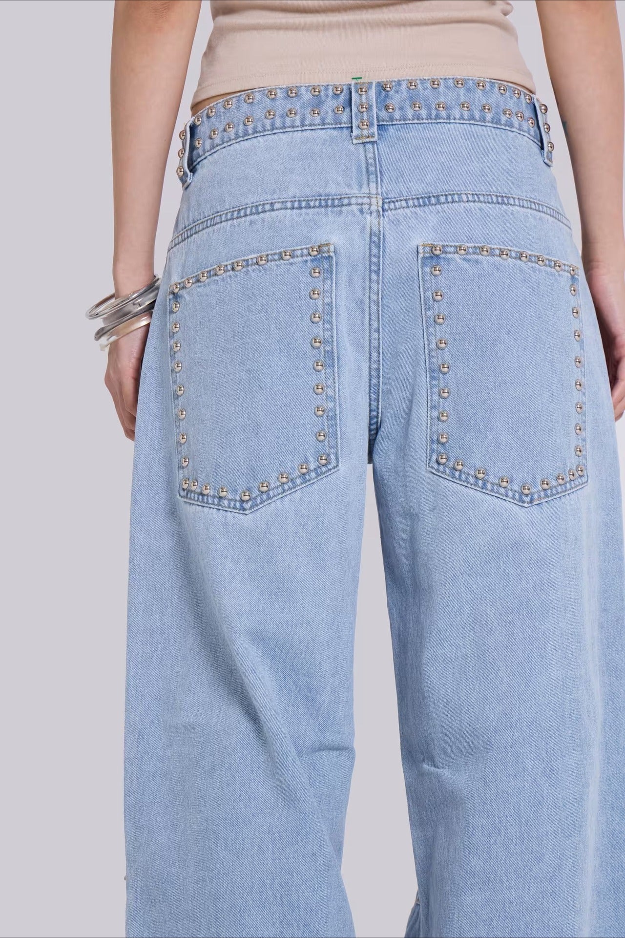 Loose Fit Beaded Decorative Unique Jeans - Image 9