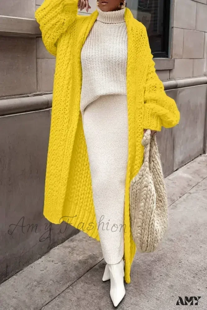 Loose Knitted Cardigan Women 2024 Autumn Winter Elegant Long Outerwear Stylish Chic Cozy Comfortable Sweater - Image 6