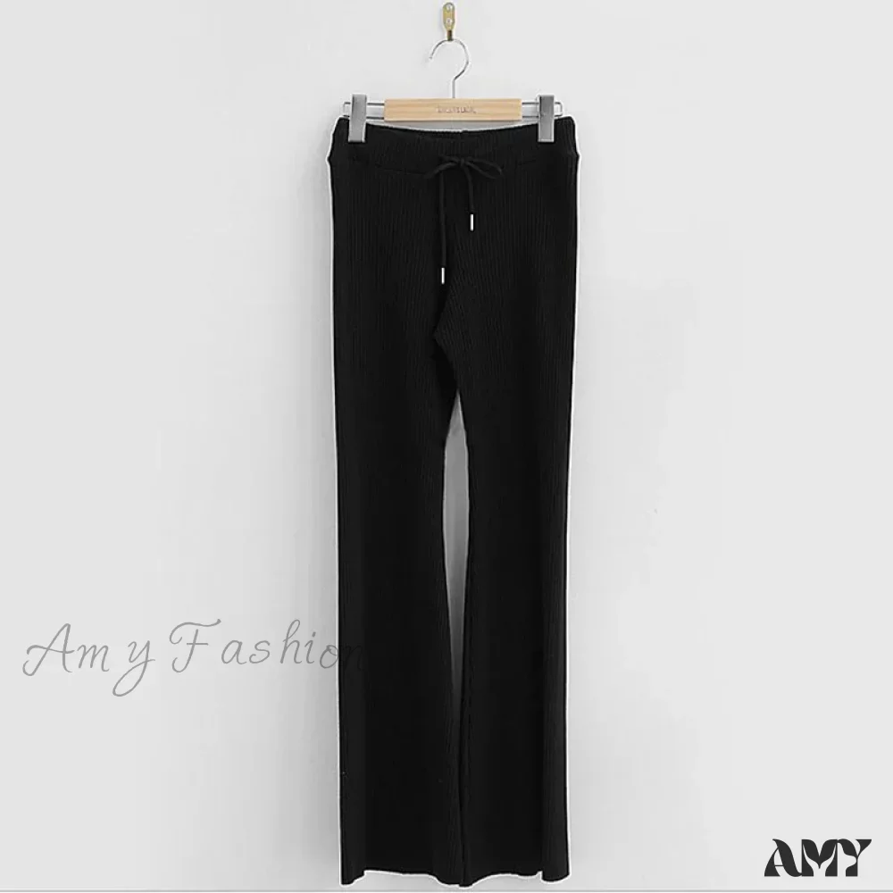 Loose Little Flare Solid White Casual Super Soft Pants - Image 7
