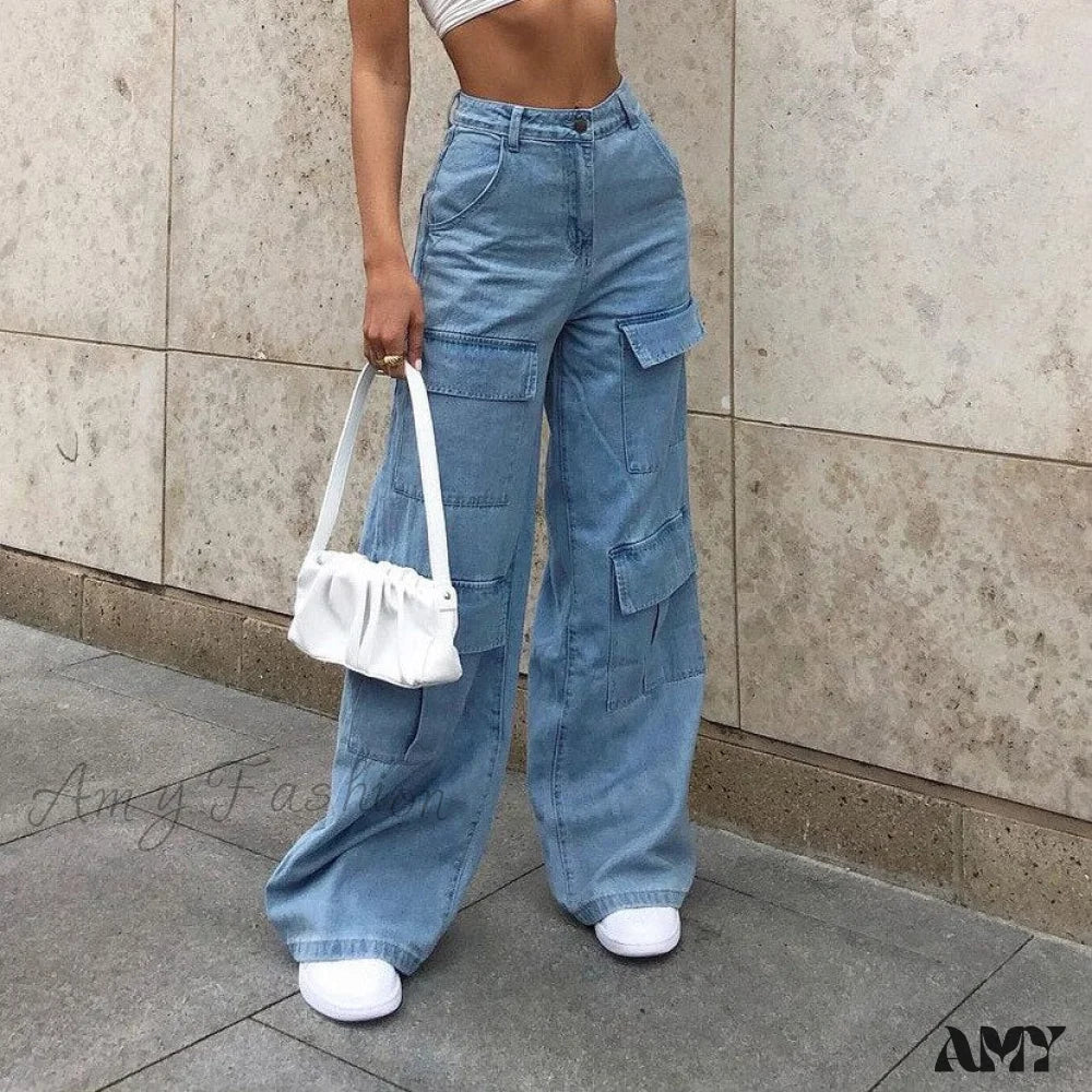 Amy Fashion - Loose Waist Casual Stylish Multi Pockets Trousers - Image 6