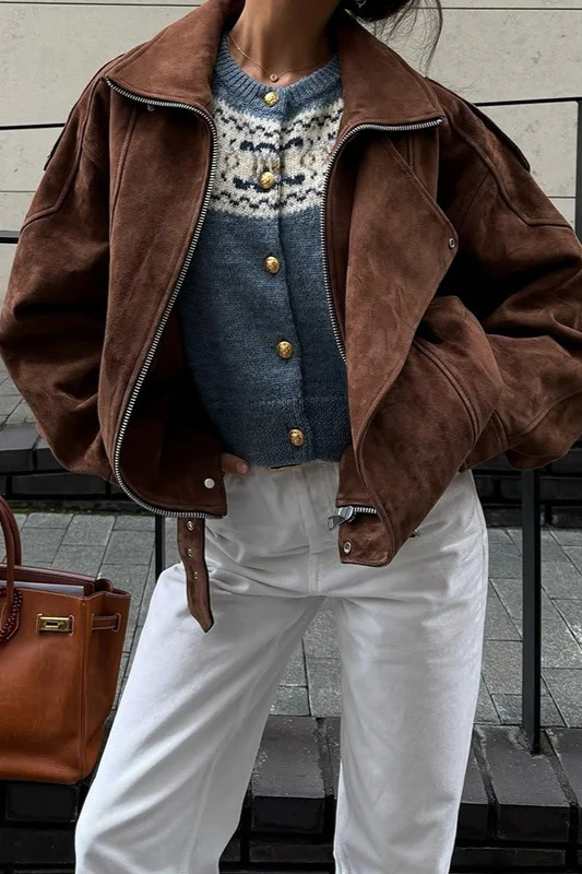 Maillard Brown Cropped Loose Jacket - Image 2