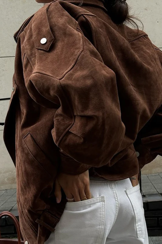 Maillard Brown Cropped Loose Jacket - Image 3