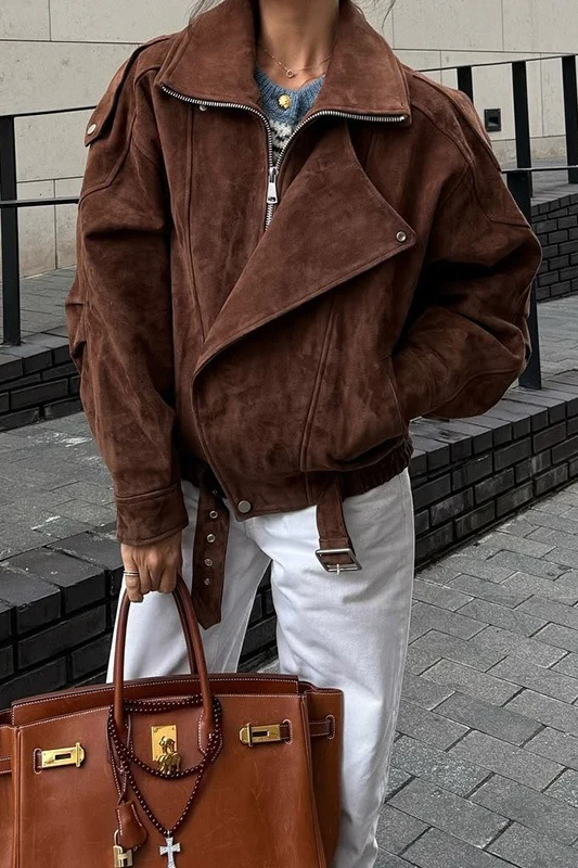 Maillard Brown Cropped Loose Jacket - Image 4