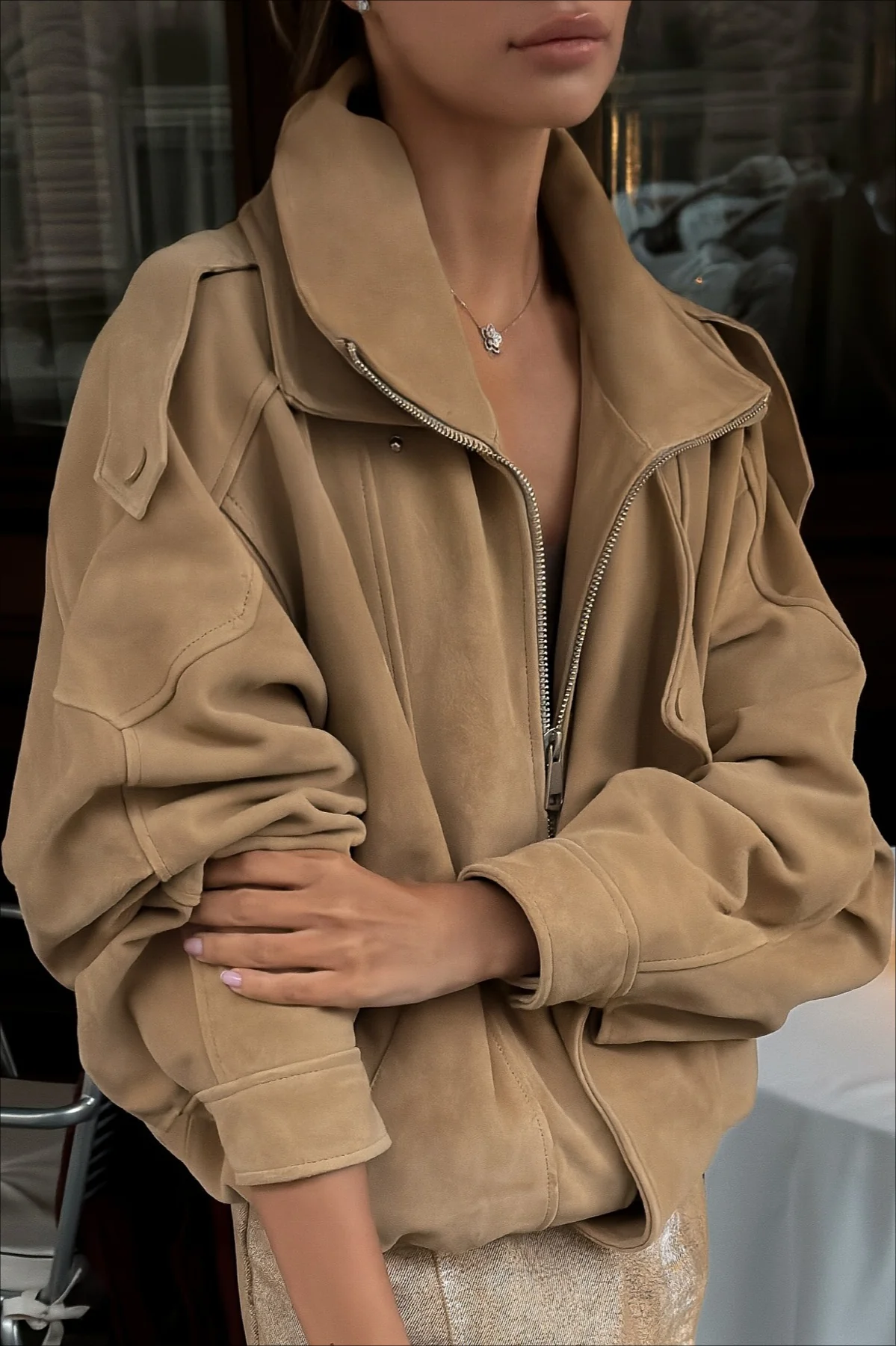 Maillard Brown Cropped Loose Jacket - Image 7