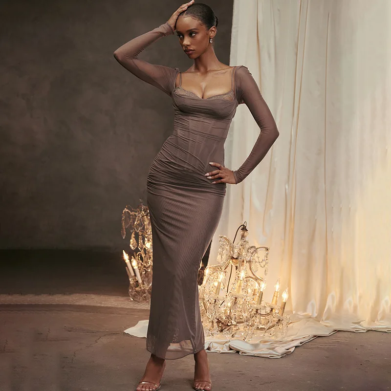 Mesh Strapless Backless Maxi Party Dress - Image 5