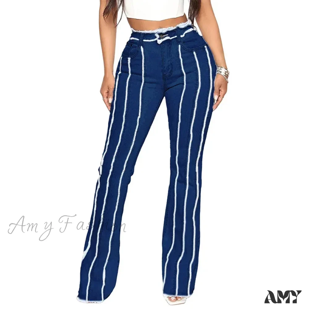 Mid Waist Flare Slim Fit Ankle Length Flat Pockets Solid Color Streetwear Wide Leg Jean - Image 5