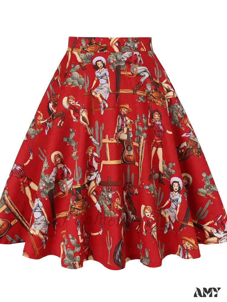 Amy Fashion - Runway Vintage Rockabilly Midi Skirt - Image 12