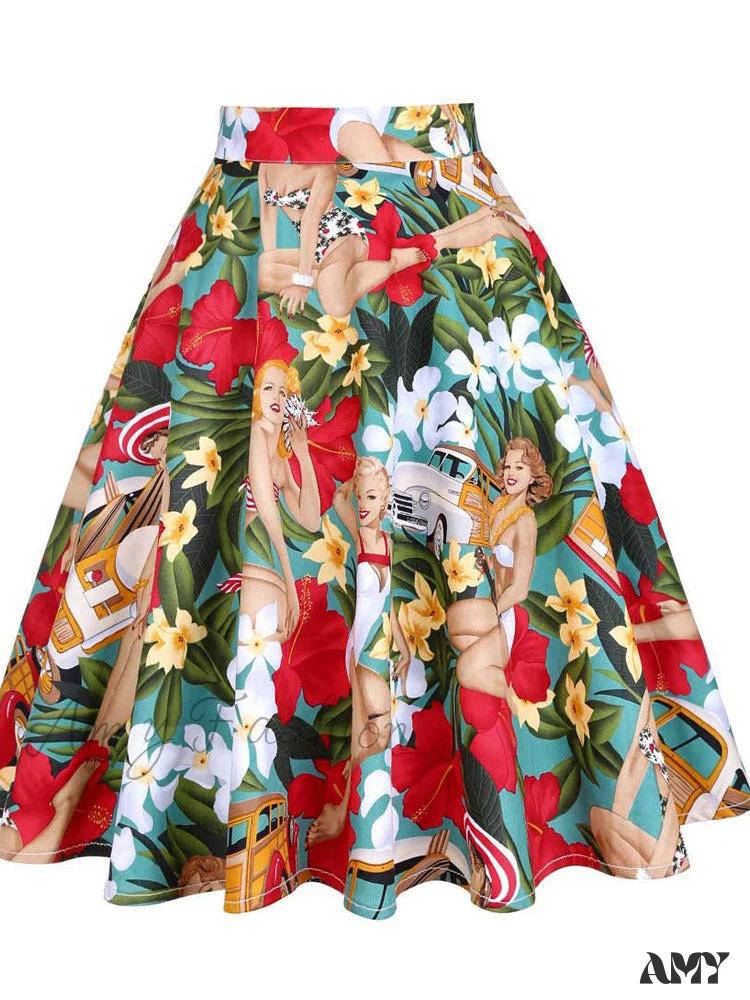 Amy Fashion - Runway Vintage Rockabilly Midi Skirt - Image 13