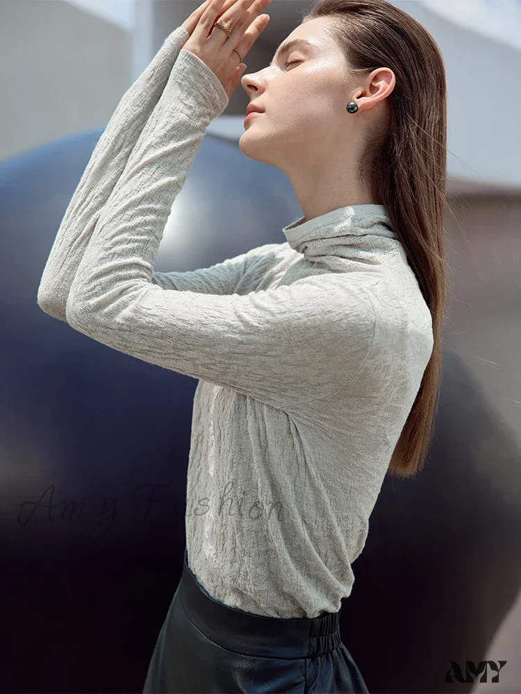 Minimalist 2024 Autumn Winter Slim Warm Solid Long Sleeve Simple Stylish Chic Comfortable Cozy Sweater - Image 3