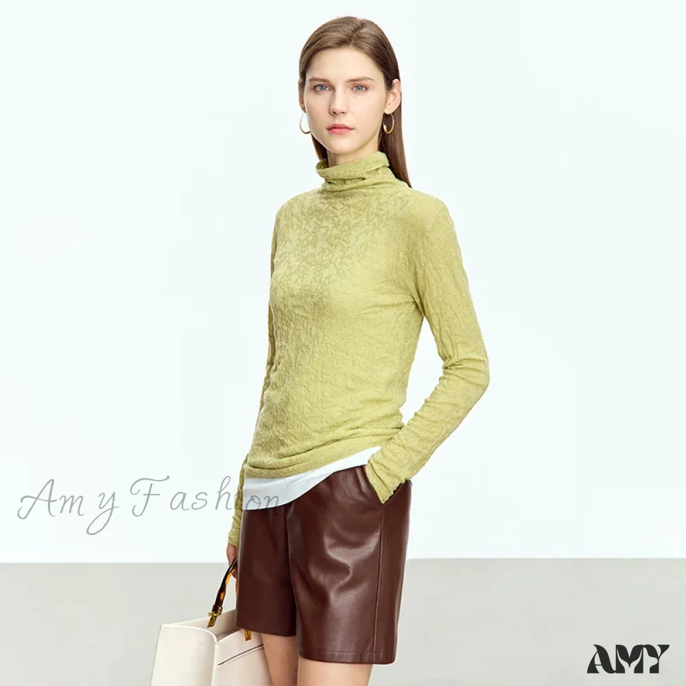 Minimalist 2024 Autumn Winter Slim Warm Solid Long Sleeve Simple Stylish Chic Comfortable Cozy Sweater - Image 4
